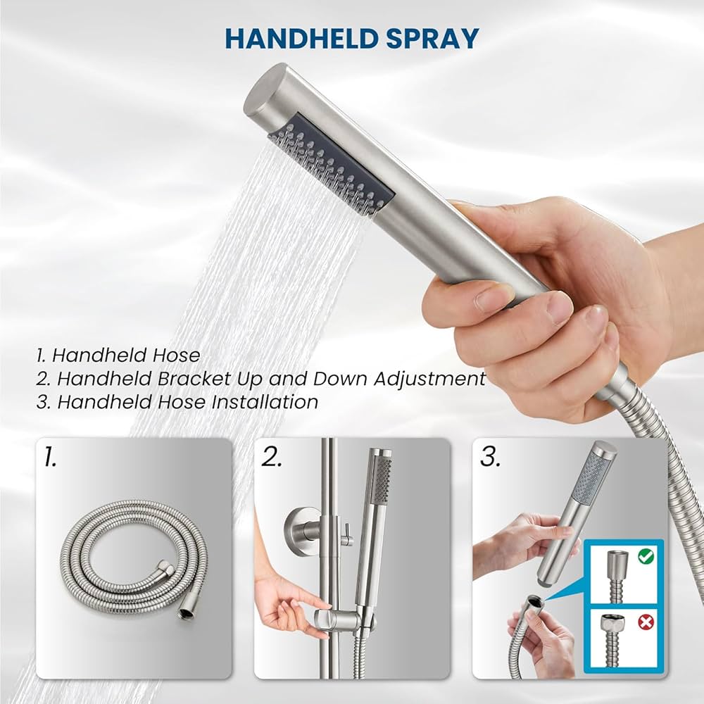 8インチレインシャワーヘッド&ハンドシャワー付きシャワーシステム Amazon.co.jp: 浴室シャワー水栓 レインシャワーシステム